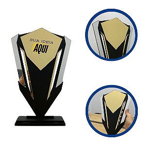 Troféu de MDF TFA210 com Acrílico Dourado Personalizado