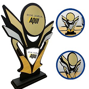 Troféu de MDF TA206 com Acrílico Dourado Personalizado