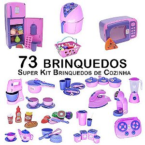 Kit Infantil Mercado Geladeira Fogão Microondas Ferro 73p
