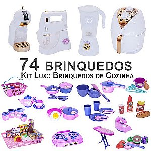Menina Brinquedo Kit Cozinha Mercado Comida Air Fryer 46pç - Click