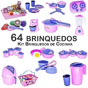 Kit Cozinha Pote Comida Jantar Ar Fryer Mercado Menina 45pç