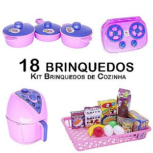 Kit Cozinha Pote Comida Jantar Ar Fryer Mercado Menina 45pç