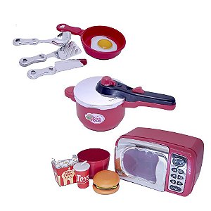 Cozinha Infantil Menino Eletro Panela Comida Brinquedo 10pç