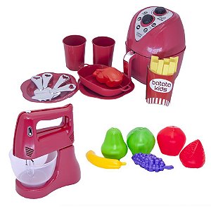 Kit Cozinha Pote Comida Jantar Ar Fryer Mercado Menina 45pç