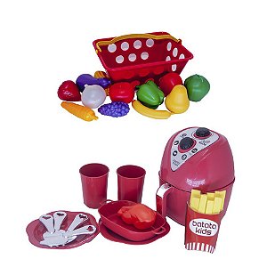 Kit Cozinha Pote Comida Jantar Ar Fryer Mercado Menina 45pç