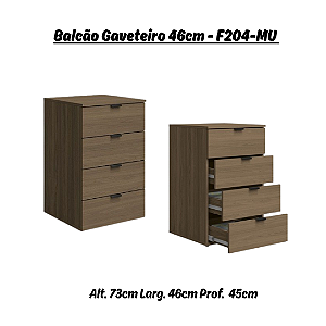 Balcão Gaveteiro 04 Gavetas Linha Frame - Ref. F204 - Munique - Kappesberg
