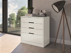 Cômoda 03 Gavetas 01 Gavetão - Ref. S824 - Branco - Kappesberg