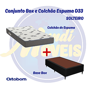 Conjunto Cama Box com Colchão de Espuma D33 0,88 - Solteiro