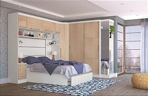Dormitório Infinity - Branco / Nogueira - Móveis Castro