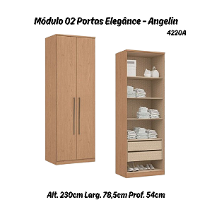 Módulo 02 Portas c/ Prateleiras Elegance 4220A - Angelin - Móveis Castro
