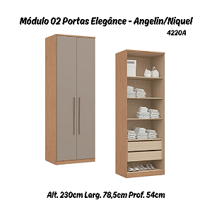 Módulo 02 Portas c/ Prateleiras Elegance 4220A - Angelin / Níquel - Móveis Castro