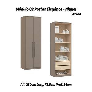 Módulo 02 Portas c/ Prateleiras Elegance 4220A - Níquel - Móveis Castro