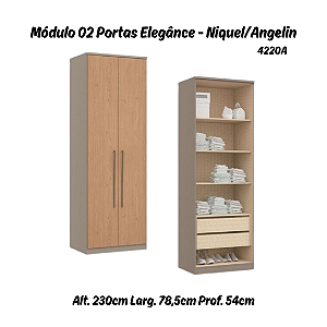 Módulo 02 Portas c/ Prateleiras Elegance 4220A - Níquel / Angelin - Móveis Castro