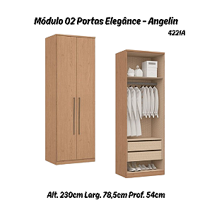 Módulo 02 Portas c/ Cabide e Gavetas Elegance 4221A - Angelin - Móveis Castro