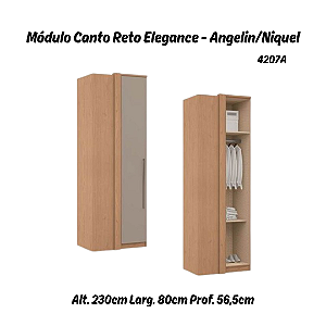 Módulo Canto Reto 01 Porta Elegance 4207A - Angelin / Níquel - Móveis Castro