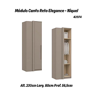 Módulo Canto Reto 01 Porta Elegance 4207A - Níquel - Móveis Castro