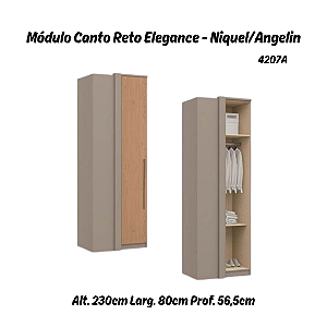 Módulo Canto Reto 01 Porta Elegance 4207A - Níquel / Angelin - Móveis Castro