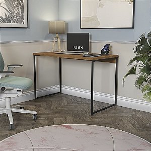 Mesa Secretária 118cm - Ref. LI002 - Freijó/Preto - Linha Industrial - Kappesberg