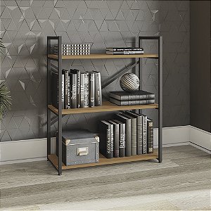 Estante Baixa com prateleira LI007 - Canela/Preto - Linha Industrial - Kappesberg