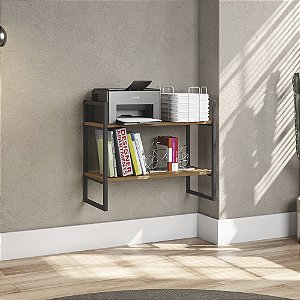 Nicho com 02 Prateleiras LI008 - Canela/Preto - Linha Industrial - Kappesberg