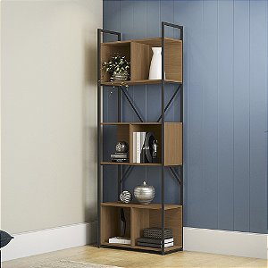 Estante Alta com Nichos - Ref. LI014 - Canela/Preto - Linha Industrial - Kappesberg