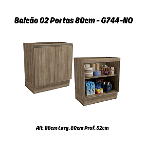 Balcão 02 Portas 80cm - Ref. G744 - Nogal - Linha Maxxi - Kappesberg