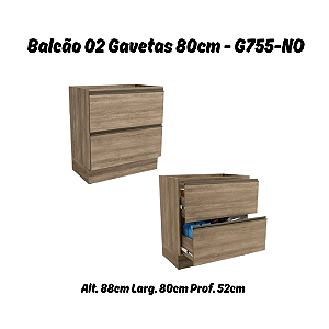 Balcão 02 Gavetas 80cm - Ref. G755 - Nogal - Linha Maxxi - Kappesberg