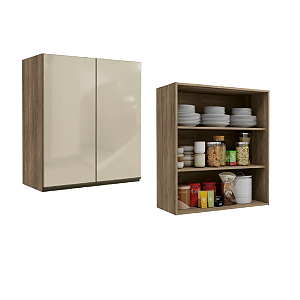 Aéreo 02 Portas 80cm com Vidro - Ref. G765 - Nogal - Linha Maxxi - Kappesberg