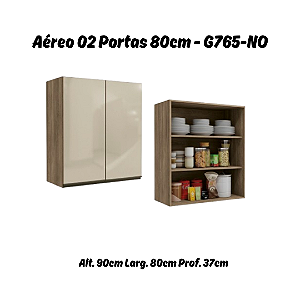 Aéreo 02 Portas 80cm com Vidro - Ref. G765 - Nogal - Linha Maxxi - Kappesberg