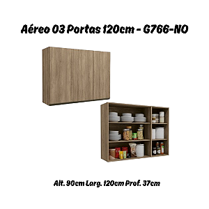Aéreo 03 Portas 120cm - Ref. G766 - Nogal - Linha Maxxi - Kappesberg