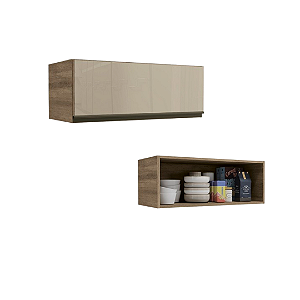 Aéreo 01 Porta Basculante c/ vidro 80cm - Ref. G770 - Nogal - Linha Maxxi - Kappesberg