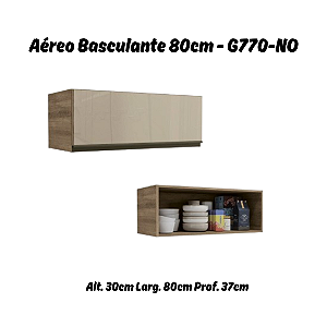 Aéreo 01 Porta Basculante c/ vidro 80cm - Ref. G770 - Nogal - Linha Maxxi - Kappesberg