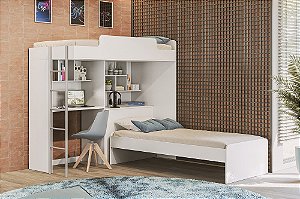 Módulo Office New Conect + Cama Juvenil - 227500 - Branco - Santos Andirá