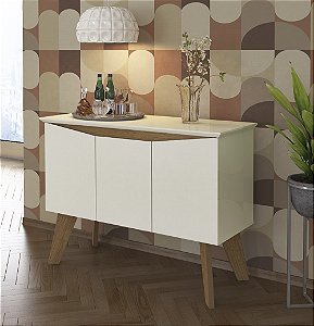 Buffet Oásis 03 Portas - Off White / Cinamomo - Artely Móveis