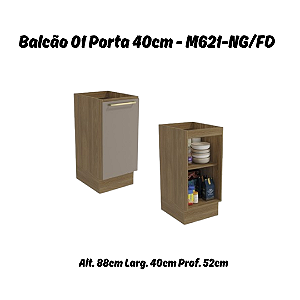 Balcão 01 Porta 40cm - Ref. M621 - Nogueira / Fendi - Linha Botanic - Kappesberg