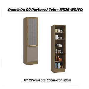 Paneleiro 02 Portas c/ Tela Botanic - Ref. M626 - Nogueira / Fendi - Kappesberg