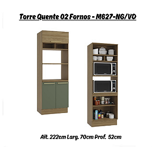 Kit Forno e Micro 03 Portas Botanic - Ref. M627 - Nogueira / Verde - Kappesberg