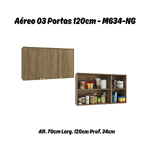 Aéreo 03 Portas 120cm - Ref. M634 - Nogueira - Linha Botanic - Kappesberg