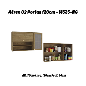 Aéreo 02 Portas c/ Telas 120cm - Ref. M635 - Nogueira - Linha Botanic - Kappesberg