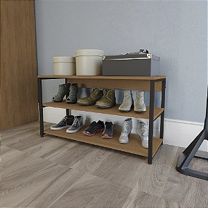Sapateira 03 Prateleiras - Ref. LI020 - Canela/Preto - Linha Industrial - Kappesberg