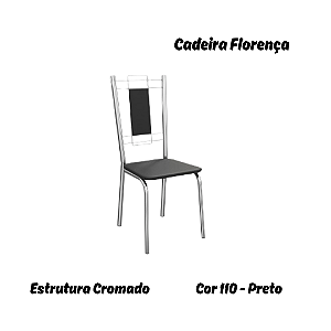 Par de Cadeiras Florença - Ref. 2C005-CR - Estampa: 110 (Preto) Cromado - Kappesberg