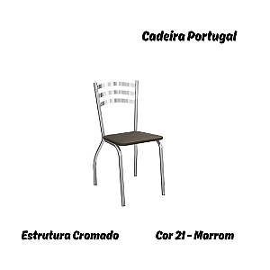 Par de Cadeiras Portugal - Ref. 2C007-CR - Estampa: 21 (Marrom) Cromado - Kappesberg