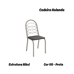 Par de Cadeiras Holanda - Ref. 2C009-NK - Estampa: 110 (Preto) Nikel - Kappesberg