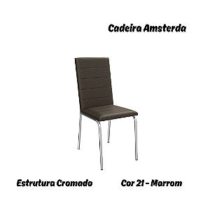 Par de Cadeiras Amsterdã - Ref. 2C091-CR - Estampa: 21 (Marrom) Cromado - Kappesberg