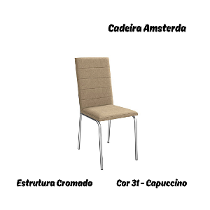 Par de Cadeiras Amsterdã - Ref. 2C091-CR - Estampa: 31 (Capuccino) Cromado - Kappesberg