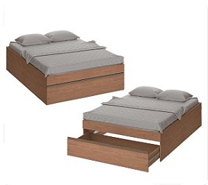 Cama Casal Box com Baú Versátil - 7050A - Macadâmia - Móveis Castro