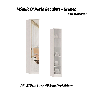 Módulo 01 Porta c/ Prateleiras Requinte c/ Espelho - 7210M - Branco - Móveis Castro