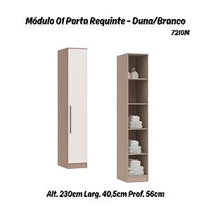 Módulo 01 Porta c/ Prateleiras Requinte - 7210M - Duna / Branco - Móveis Castro