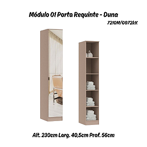 Módulo 01 Porta c/ Prateleiras Requinte c/ Espelho - 7210M - Duna - Móveis Castro