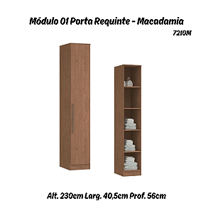 Módulo 01 Porta c/ Prateleiras Requinte - 7210M - Macadâmia - Móveis Castro